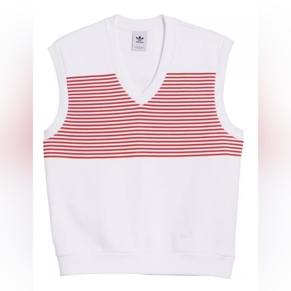 Adidas Shmoofoil Gummo Sweater V-Neck Stripe Vest White/Red Men's Size Small